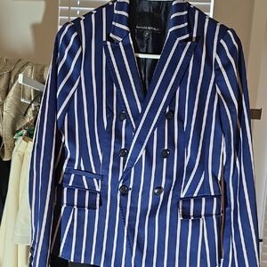 Banana Republic Navy and White Striped Blazer